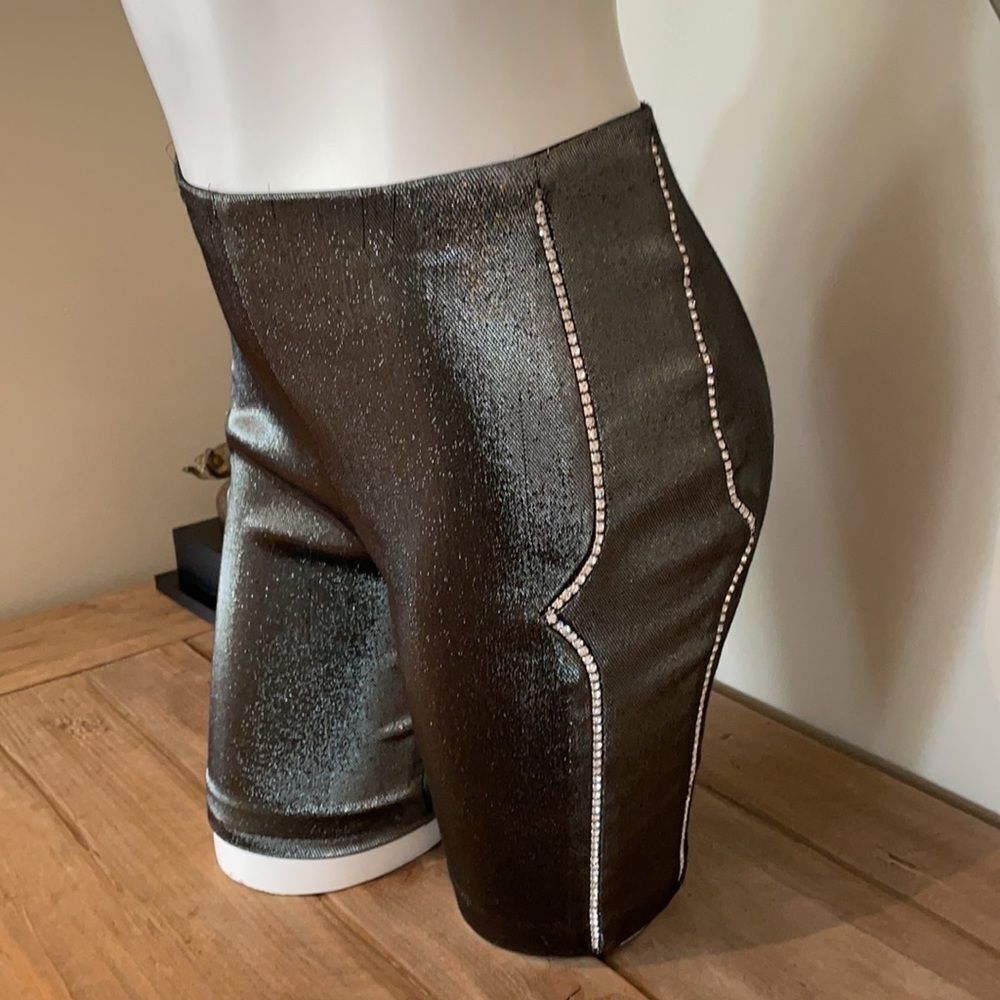 🎀AREA S  luxury silver BICYCLE SHORTS WITH CRYSTALS - Picture 3 of 15